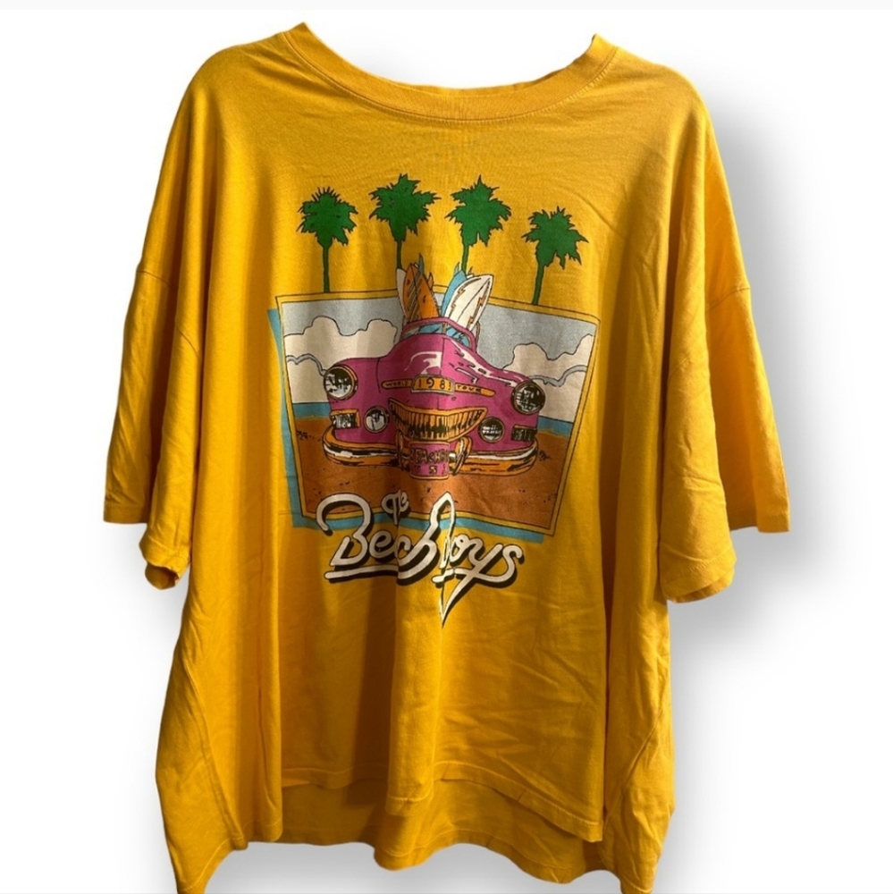 Free People Yellow Oversized Graphic Tee